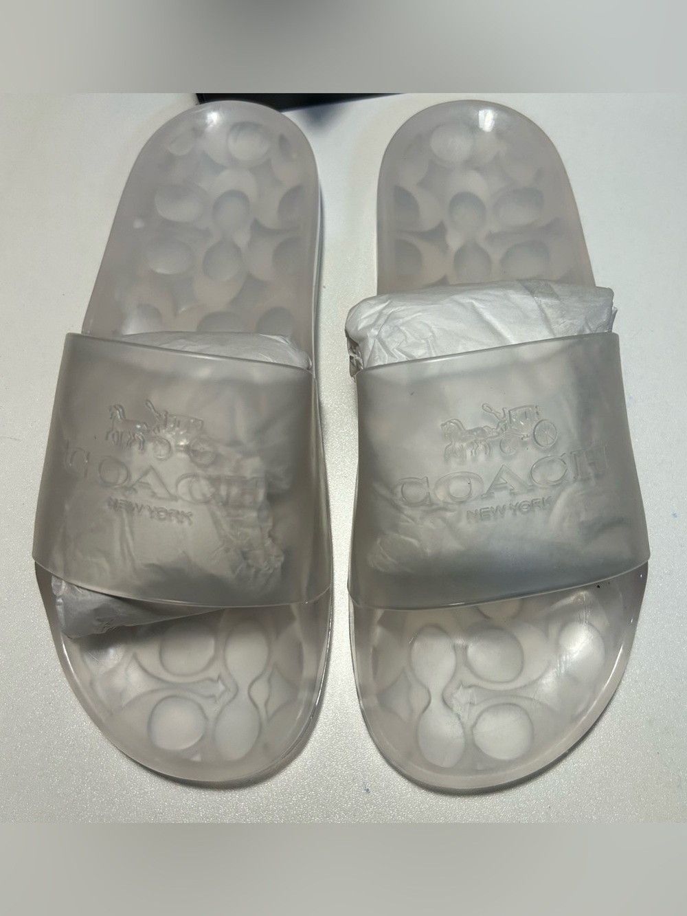 NIB Coach Ulyssa Women's Rubber Slide Sandals C3068 7 B Clear